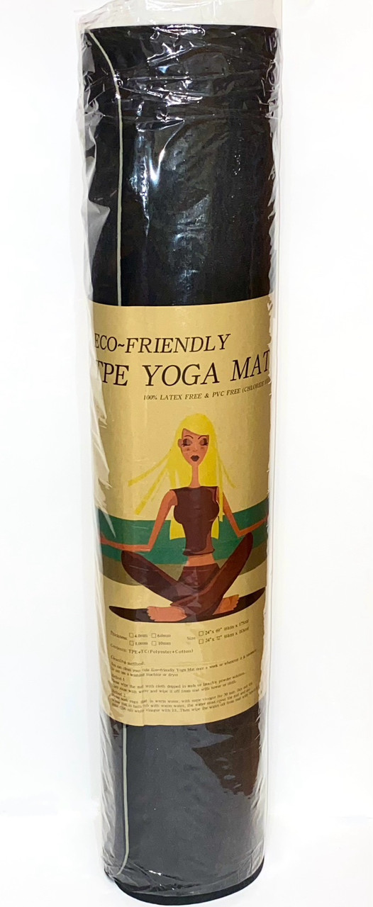 Килимок для йоги BT-SG-0006 ЧС двокол.TPE 6 мм 183*61 см товщина 6 мм йогамат, фото 1