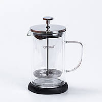 Заварник для чая и кофе 600 мл с френч-прессом практичный, стильный стеклянный чайник-заварник