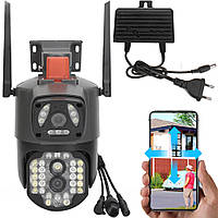 IP камера видеонаблюдения с 2 камерами 8Мп, 4G / Поворотная WiFi камера наблюдения / Уличная камера наблюдения