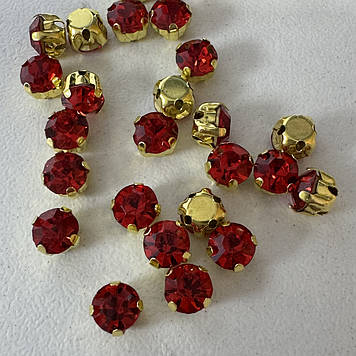 Круглі стрази в золотих цапах, розмір 5 мм, колір Lt Siam