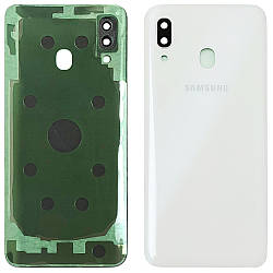 Задня кришка Samsung Galaxy A30 2019 A305F (біла Оригінал зі склом камери)