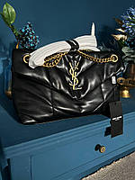 Женская сумка из эко-кожи Yves Saint Laurent Puffer Ив Сен Лоран черного цвета молодежная, брендовая