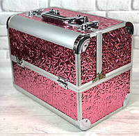 Б'юті алюмінієвий кейс валізу з ключем червоний з пелюстками страз