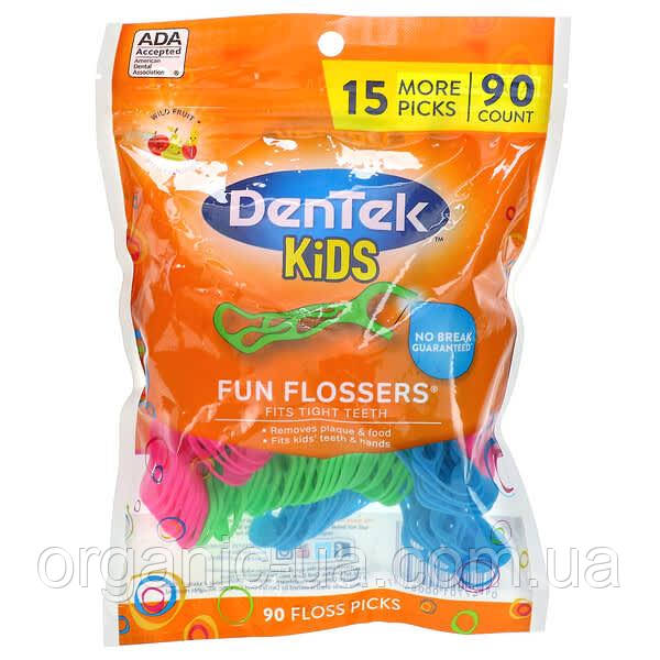 DenTek, Kids Fun Flossers, дикі фрукти, 90 зубочисток