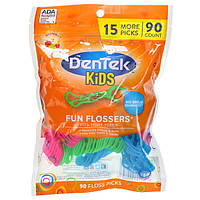 DenTek, Kids Fun Flossers, дикие фрукты, 90 зубочисток