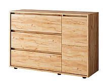 Широкий комод із дверцятами та трьома ящиками Вулик К 1154 фасад і корпус Дуб Крафт Золотий ДОМ