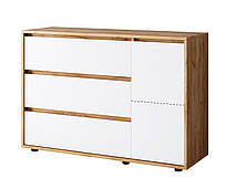 Великий комод із дверцятами та трьома шухлядами Вулик К 1154 Білого кольору корпус Дуб Крафт Золотий 1150х450х800 ДОМ