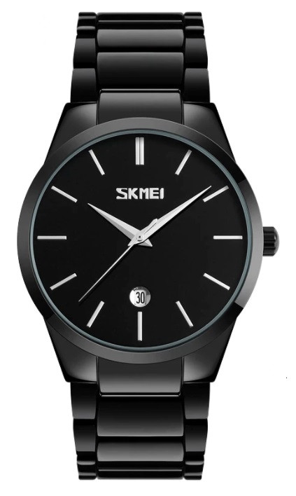 Чоловічий чорний годинник Skmei Dark. Модний чоловічий годинник на браслеті
