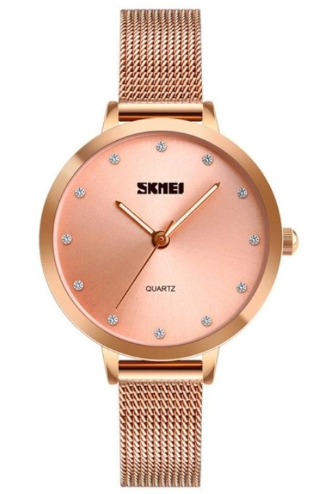 Жіночий золотистий годинник Skmei 1291 Gold Angel. Круглий наручний годинник для дівчини