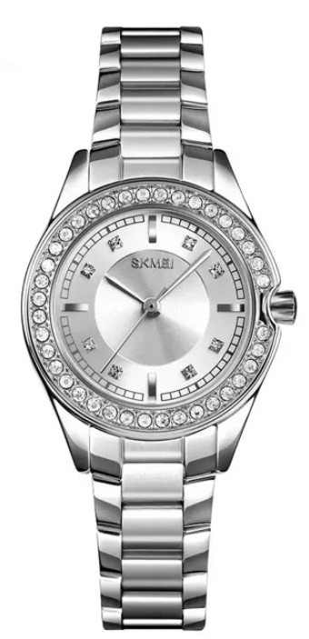 Стильний жіночий годинник Skmei 1291 Silver Diaz. Жіночий модний сталевий годинник, фото 1