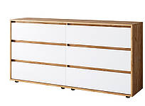 Великий красивий комод на шість висувних ящиків Вулик К 1606 фасад Білий корпус Дуб Крафт Золотий ДОМ
