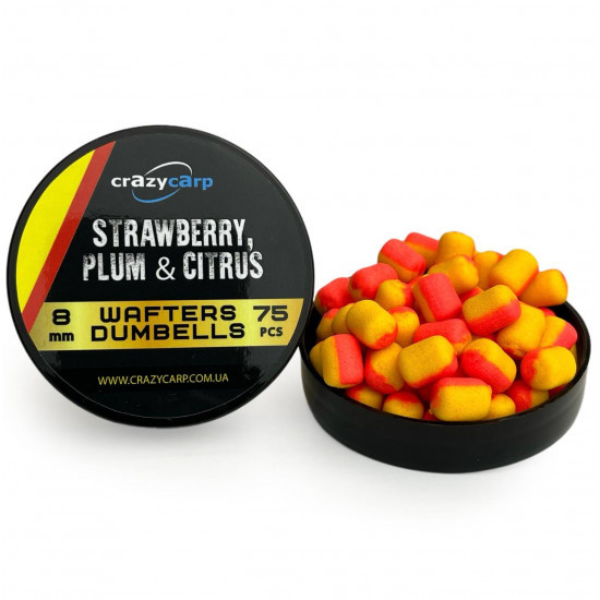Вафтерс Crazy Carp Wafters Dumbbells 8x10мм Strawberry, Plum & Citrus (полуниця, слива та цитрус), фото 1