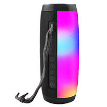 Портативна блютуз колонка з ремінцем підсвічуванням чорна TG157 RGB speakerphone black, фото 3