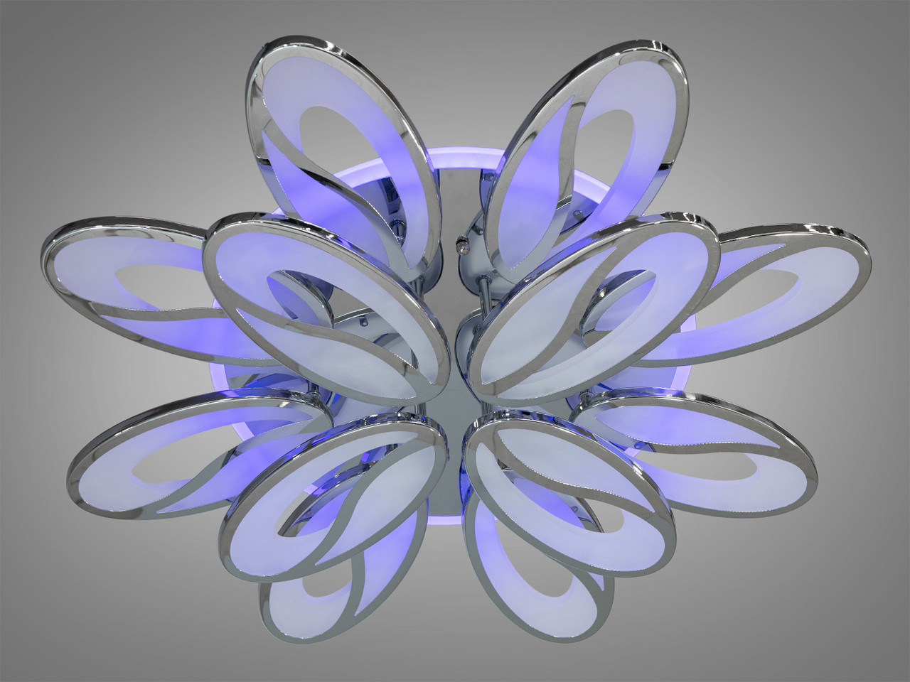 LED люстра для зали з LED-підсвіткою, колір хром, 200 W на 29 м2 8090-8+4HR-LS