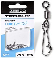 Вертлюжок з карабіном 30mm Zebco Trophy Rolling Swivel 6 6шт