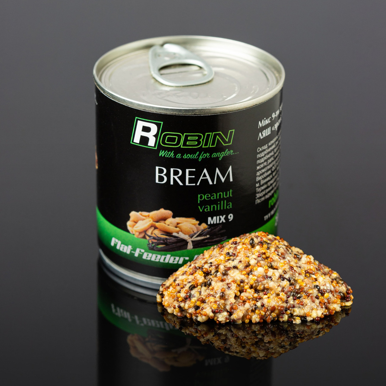 "MIX-9" зерен ROBIN "Лящ Арахіс-Ваніль" 200 ml. ж/б, фото 1