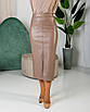 Жіноча спідниця Вів'єн беж, демісезонна спідниця з еко-шкіри на замші, фото 8
