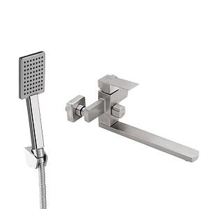Lidz Kubis 005 Змішувач для ванни Nickel (k35) з поворотним виливом і душовим гарнітуром LDKUB005NKS28537