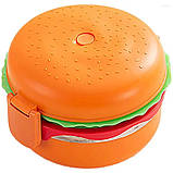 Якісний, оригінальний ланч бокс з металевою основою Гамбургер, 1280 мл, фото 3