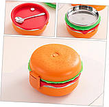 Якісний, оригінальний ланч бокс з металевою основою Гамбургер, 1280 мл, фото 4