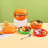 Якісний, оригінальний ланч бокс з металевою основою Гамбургер, 1280 мл, фото 6