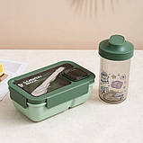 Дитячий набір для ланчу - термосумка, ланч-бокс 850мл, пляшка для води 0.5л Star зелений, фото 2