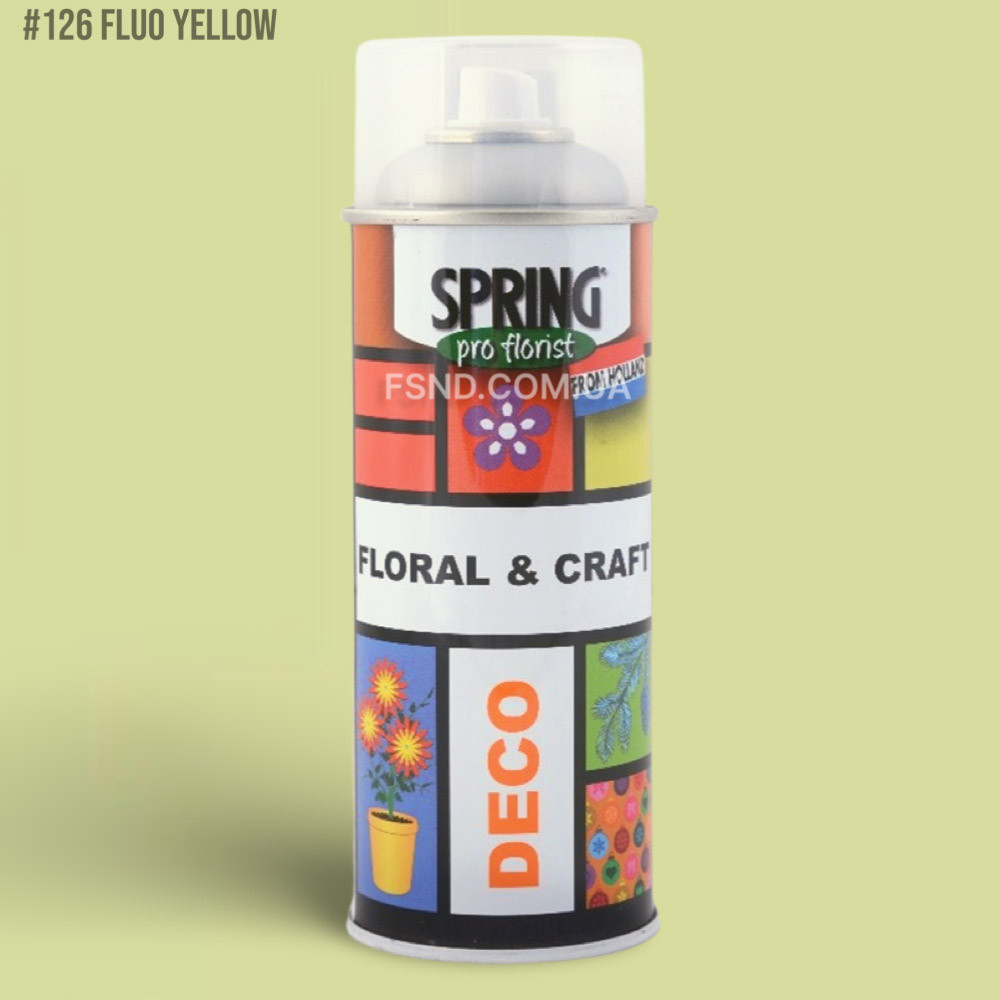 Фарба для живих квітів SPRING 400 мл | флуоресцентний жовтий (#126), фото 1