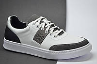 Мужские стильные спортивные туфли кожаные кеды белые с серым TSEVO 5685