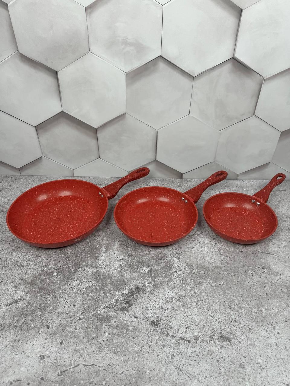 Набір сковорідок Top Kitchen, Комплект сковорідок мармурове покриття, Набір антипригарних сковорідок