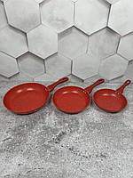 Набір сковорідок Top Kitchen, Комплект сковорідок мармурове покриття, Набір антипригарних сковорідок