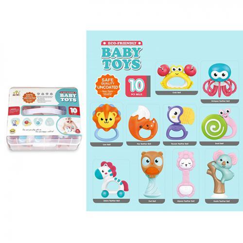 Набір Брязкальця 10 штук, гризунок, від 7 см до 14 см, у валізі 21-17,5-9 см