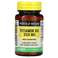 Вітамін B6, 250 мг, Vitamin B6, Mason Natural, 60 таблеток