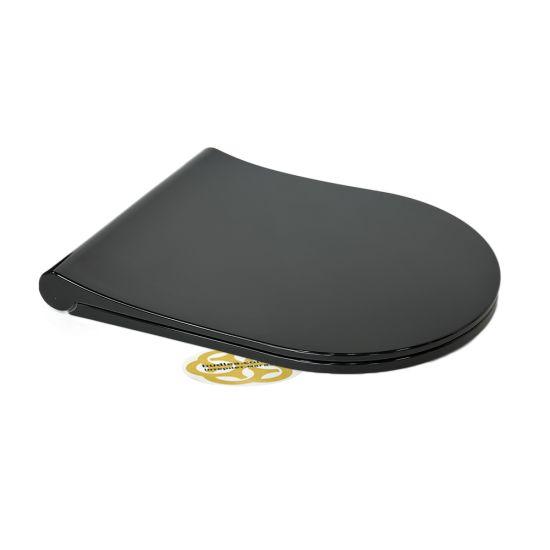 Кришка для унітазу з мікроліфтом Slim Elegance Black, дюропласт, чорний Sanpreis, фото 1