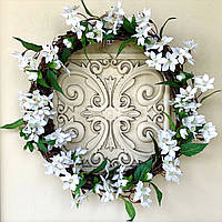 Вінок декоративний штучний 40 см жасміновий