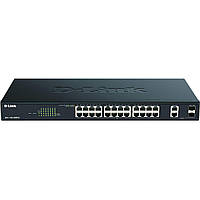 D-Link Комутатор DGS-1100-26MPV2 24xGE PoE, 2xSFP/GE, 370 Вт, EasySmart