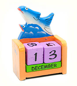 Календар настільний з кубиками "Риба" дерево 10х7,5х4см (29431F)