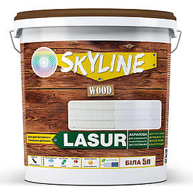 Лазур декоративно-захисна для оброблення дерева LASUR Wood 5 л SkyLine Білий (2000002784227)