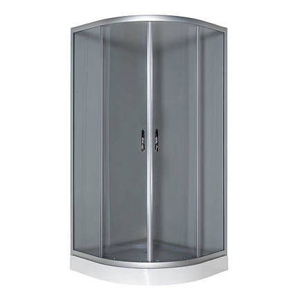 Душова кабіна VIVIA JK 091 Grey 90х90х195 см на низькому піддоні скло тоноване розсувні двері, фото 1