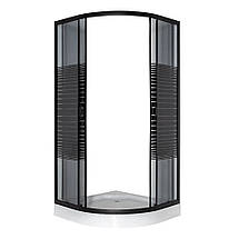 Душова кабіна VIVIA JK 091 Black s line New 90х90х195 см на низькому піддоні тоноване скло з принтом, фото 4