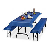 Комплект одноцветных чехлов-накладок на стол и 2 скамейки для пивной вечеринки, нетканый материал