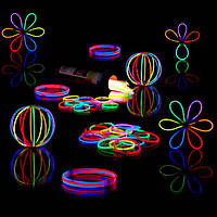 Набор светящихся неоновых палочек-браслетов и разъемов к ним, 100 штук, 0,5х20 см