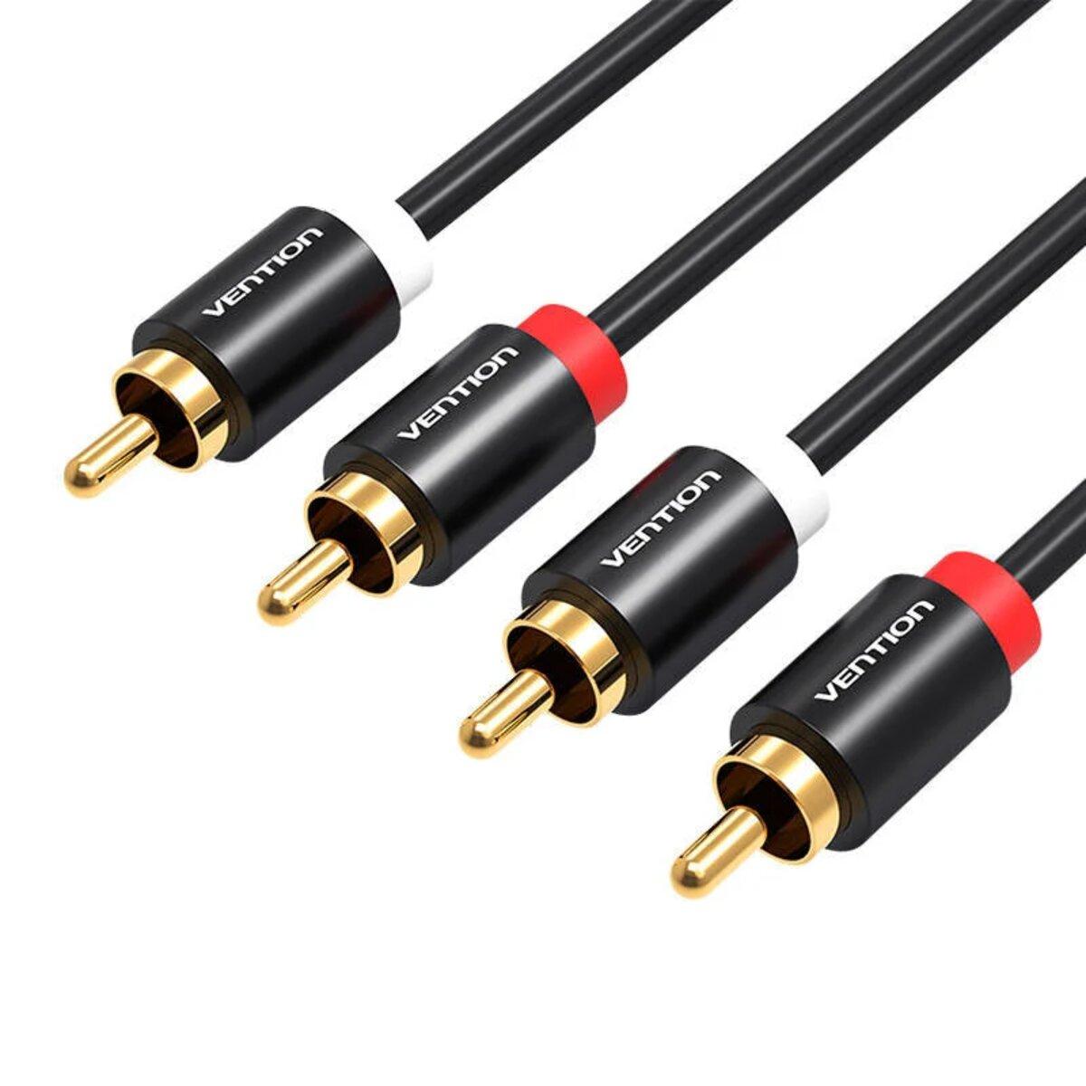 Аудіокабель Vention 2RCA Male to Male Audio Cable 2M Black Metal Type (VAB-R06-B200)