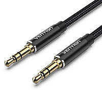 Кабель Vention Cotton Braided 3.5mm Male to Male Audio Cable 1.5M Black Aluminum Alloy Type (BAWBG)