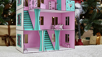 Ляльковий будиночок  з меблями рожевий 66х52х26 см Код/Артикул 176 357065