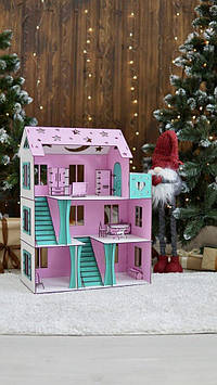 Ляльковий будиночок рожевий з меблями 66х52х26 см Код/Артикул 176 797532