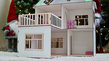 Ляльковий будиночок  з меблями біло-бірюзовий 75х60х60 см Код/Артикул 176 356911