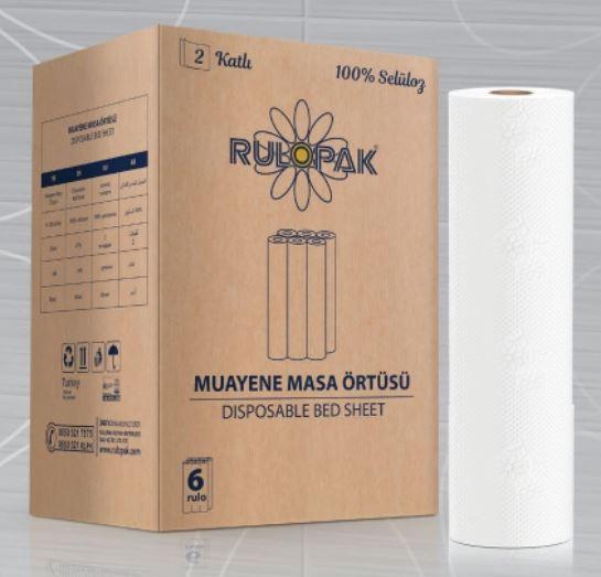 Простирадла паперові медичні Rulopak білі, 2 сл, 50 м, 100 л., 50х50см, 6 рул/уп
