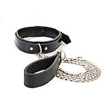 Набір BDSM Art of Sex - Emoji, наручники, поножі, нашийник з повідцем, екошкіра, чорний, металева фурнітура, фото 4