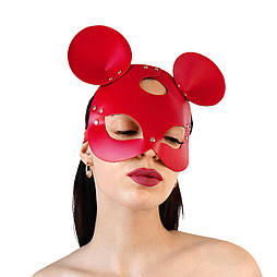 Шкіряна маска зайчики Art of Sex — Mouse Mask, колір Червоний