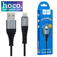 USB кабель Hoco X38 Cool Charging Lightning (iPhone) 2.4A 1м нейлоновая оплетка, черный